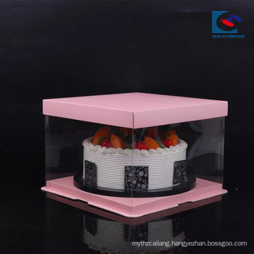 Free Sample Food Grade Art Paper Wedding /birthday Cake packaging box With PVC Window